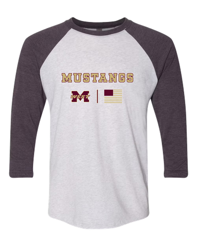 Magnolia West Mustangs Team Colors Flag Men's Baseball T-Shirt