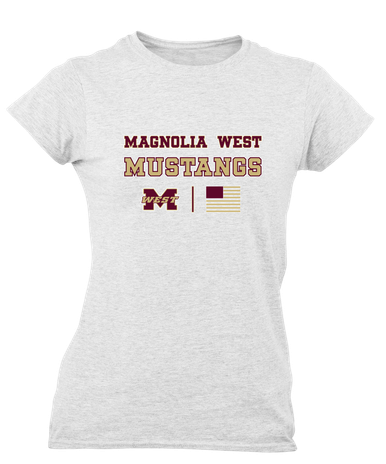 Magnolia West Mustangs Spirit Flag Women's Premium SS T-Shirt