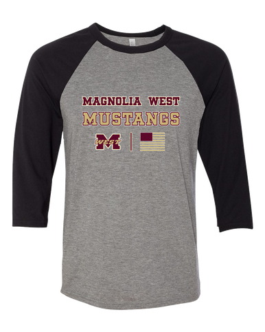 Magnolia West Mustangs Spirit Flag Men's Baseball T-Shirt