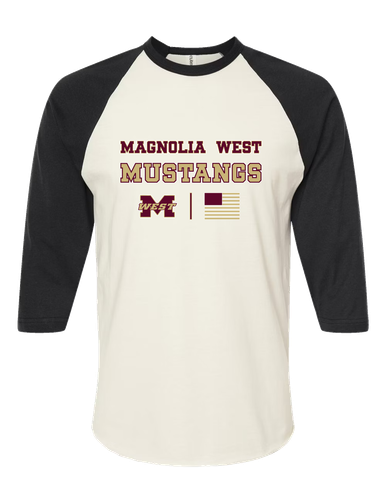 Magnolia West Mustangs Spirit Flag Women's Baseball T-Shirt
