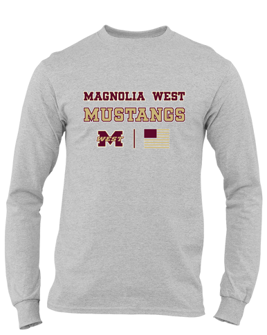 Magnolia West Mustangs Spirit Flag Men's LS T-Shirt