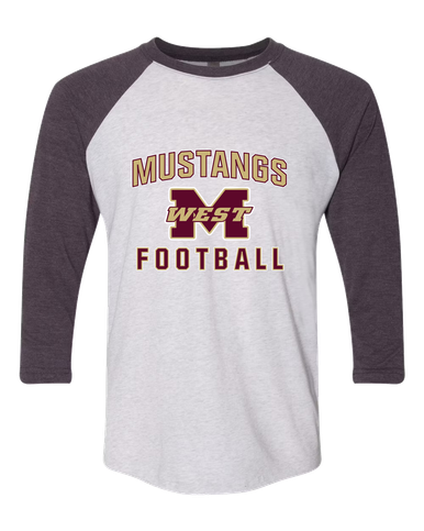 Magnolia West Mustangs Football #1 Women's Baseball T-Shirt
