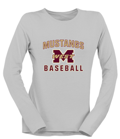 Magnolia West Mustangs Baseball #1 Women's LS T-Shirt