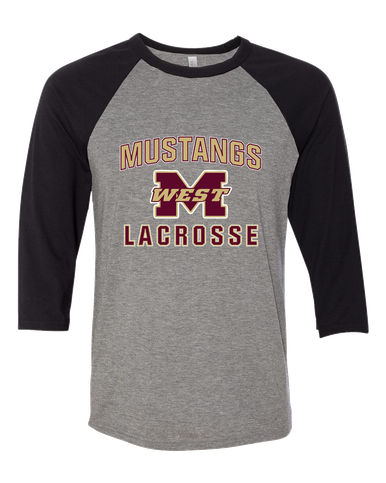 Magnolia West Mustangs Lacrosse Men's Baseball T-Shirt