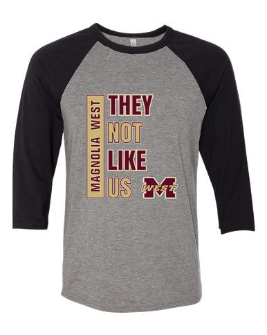 Magnolia West Mustangs They Not Like Us #1 Women's Baseball T-Shirt
