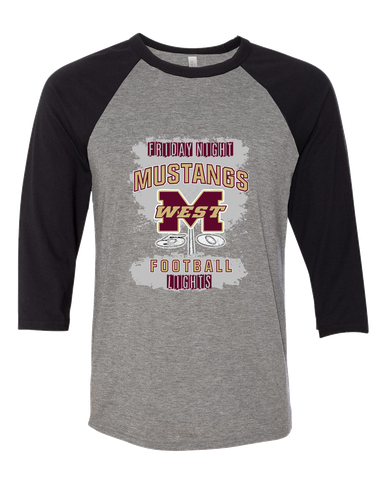 Magnolia West Mustangs Football #6 Women's Baseball T-Shirt