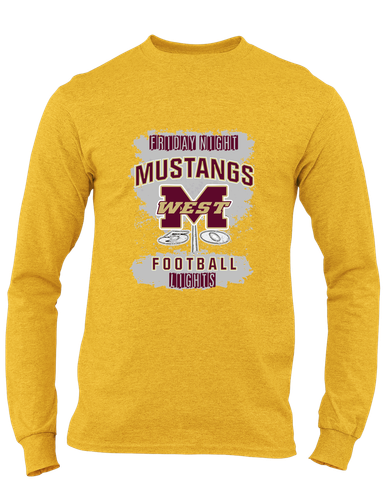 Magnolia West Mustangs Football #6 Men's LS T-Shirt