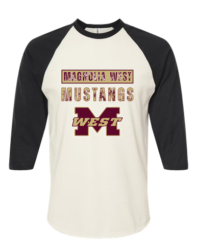 Magnolia West Mustangs Mascot #9 Women's Baseball T-Shirt