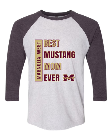 Magnolia West Mustangs Best Mustang Mom Women's Baseball T-Shirt