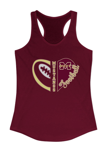 Magnolia West Mustangs Heart Football Women's Tank Top