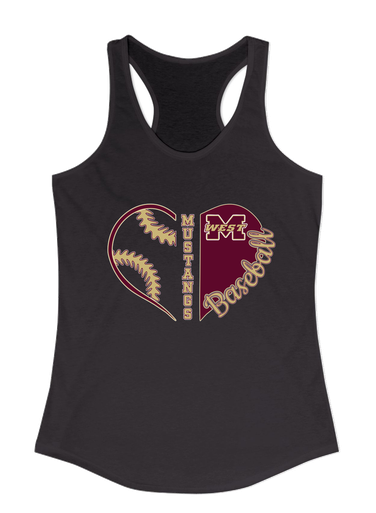 Magnolia West Mustangs Heart Baseball Women's Tank Top