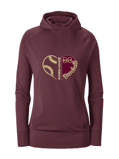 Magnolia West Mustangs Heart Baseball Women's Hoodie