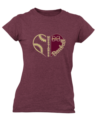 Magnolia West Mustangs Heart Baseball Women's Premium SS T-Shirt
