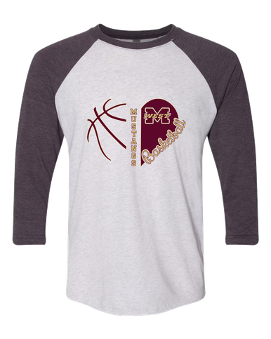Magnolia West Mustangs Heart Basketball Women's Baseball T-Shirt