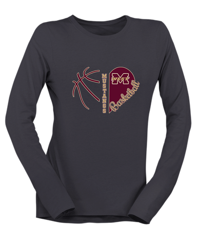 Magnolia West Mustangs Heart Basketball Women's Premium LS T-Shirt