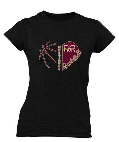 Magnolia West Mustangs Heart Basketball Women's SS T-Shirt