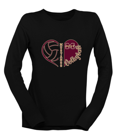 Magnolia West Mustangs Heart Volleyball Women's LS T-Shirt