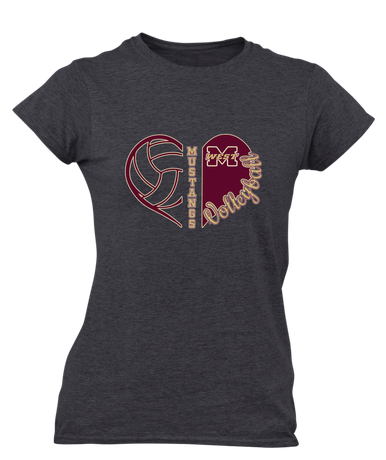 Magnolia West Mustangs Heart Volleyball Women's SS T-Shirt