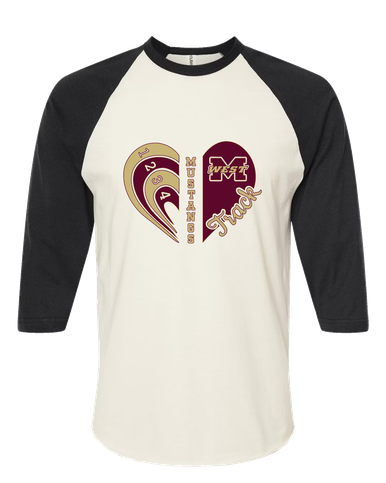 Magnolia West Mustangs Heart Track Women's Baseball T-Shirt