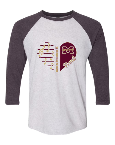 Magnolia West Mustangs Heart Band Women's Baseball T-Shirt