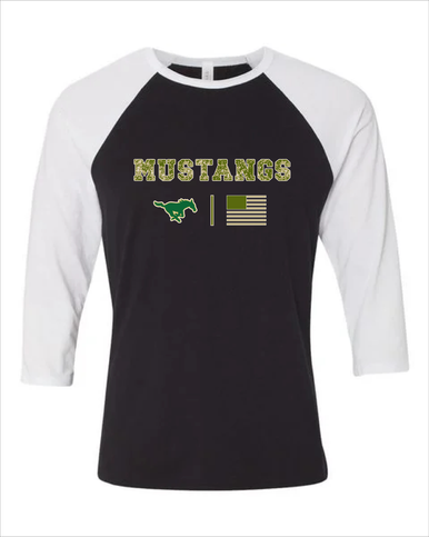 Redmond Mustangs Camo Flag Men's Baseball T-Shirt