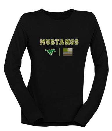 Redmond Mustangs Camo Flag Women's LS T-Shirt