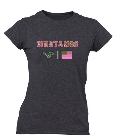 Redmond Mustangs Pink Camo Flag Women's SS T-Shirt