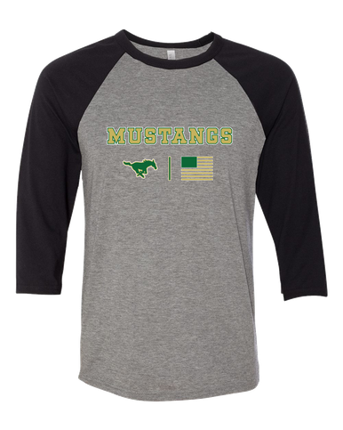 Redmond Mustangs Team Colors Flag Women's Baseball T-Shirt