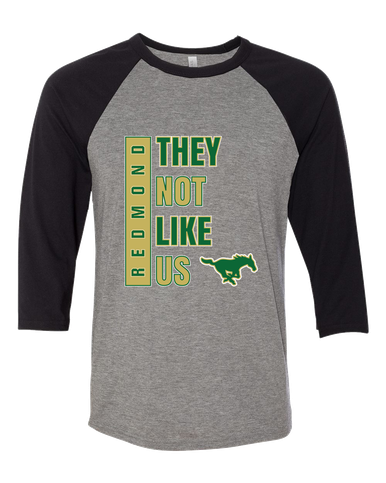 Redmond Mustangs They Not Like Us #1 Women's Baseball T-Shirt