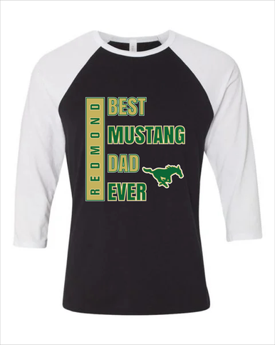 Redmond Mustangs Best Mustang Dad Men's Baseball T-Shirt