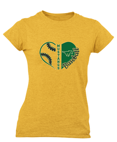 Redmond Mustangs Heart Baseball Women's SS T-Shirt