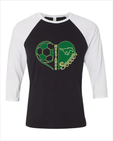 Redmond Mustangs Heart Soccer Women's Baseball T-Shirt