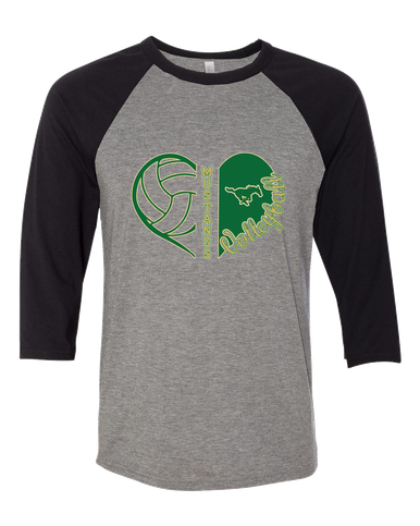 Redmond Mustangs Heart Volleyball Women's Baseball T-Shirt