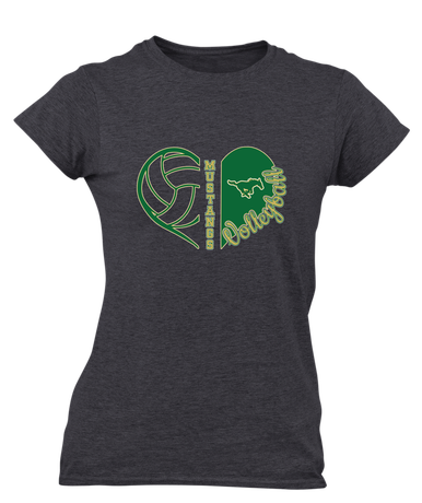 Redmond Mustangs Heart Volleyball Women's Premium SS T-Shirt