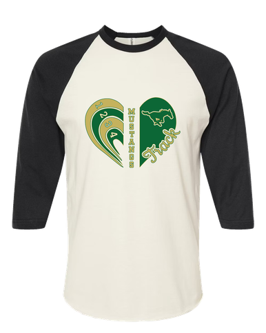 Redmond Mustangs Heart Track Women's Baseball T-Shirt