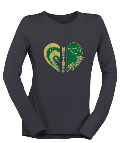 Redmond Mustangs Heart Track Women's LS T-Shirt