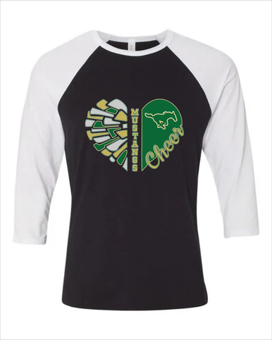 Redmond Mustangs Heart Cheer Women's Baseball T-Shirt
