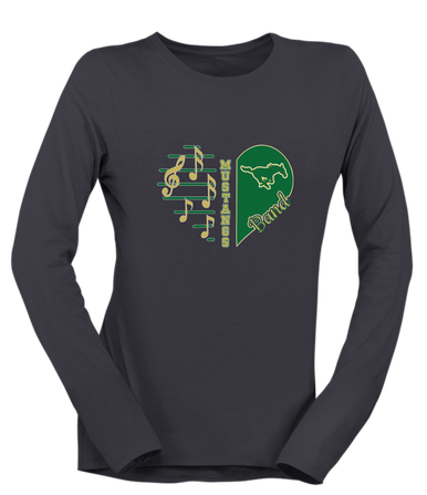 Redmond Mustangs Heart Band Women's Premium LS T-Shirt