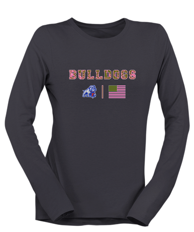 Freeport Bulldogs Anchor Pink Camo Flag Women's LS T-Shirt