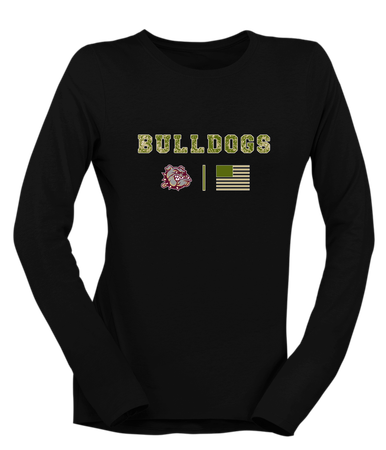 King's Fork Bulldogs Camo Flag Women's LS T-Shirt