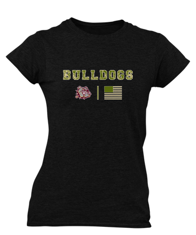 King's Fork Bulldogs Camo Flag Women's Premium SS T-Shirt