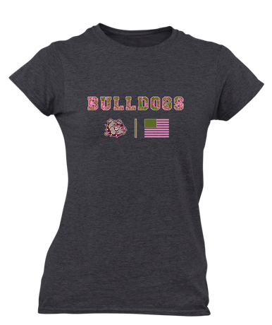 King's Fork Bulldogs Pink Camo Flag Women's Premium SS T-Shirt