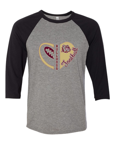 King's Fork Bulldogs Heart Football Women's Baseball T-Shirt