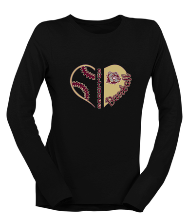 King's Fork Bulldogs Heart Baseball Women's LS T-Shirt
