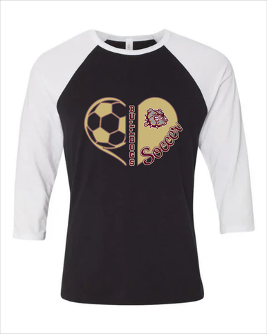 King's Fork Bulldogs Heart Soccer Women's Baseball T-Shirt