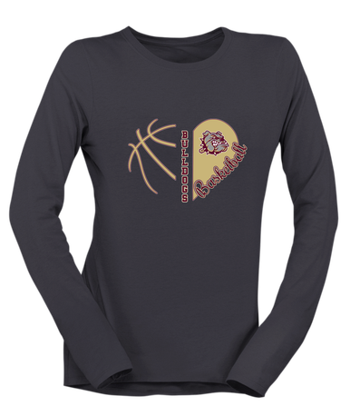 King's Fork Bulldogs Heart Basketball Women's Premium LS T-Shirt