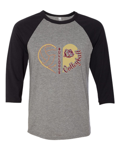 King's Fork Bulldogs Heart Volleyball Women's Baseball T-Shirt