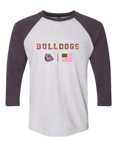 Winslow Bulldogs Pink Camo Flag Women's Baseball T-Shirt
