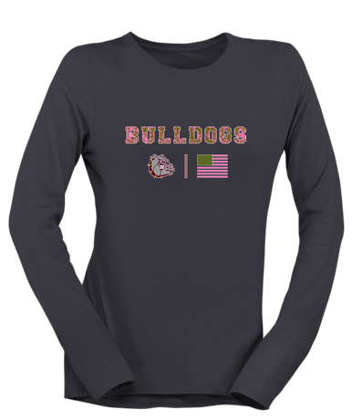Winslow Bulldogs Pink Camo Flag Women's LS T-Shirt