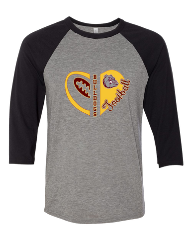 Winslow Bulldogs Heart Football Women's Baseball T-Shirt